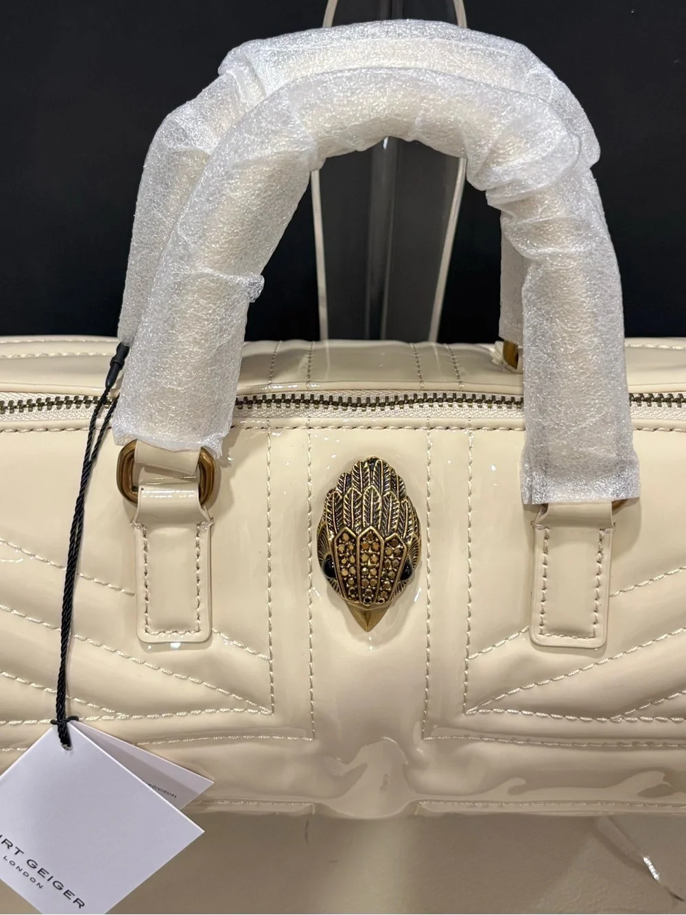 Kurt Geiger Bag Kensington White Leather UJ Barrel Moto Boho Chic Wedding Resort - Picture 3 of 7